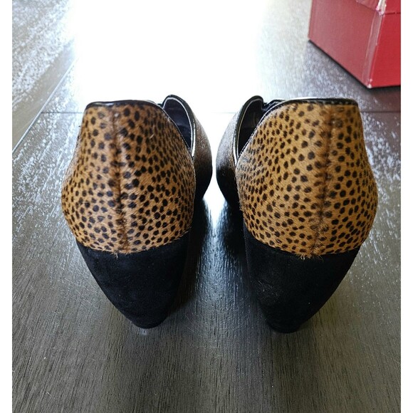 Sacha London Sz 6 Leopard Print Platform Shoes Calf Hair Wedge Heel Classic - Picture 4 of 7
